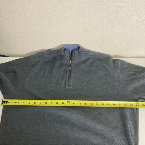 Tommy Bahama Sweater Men's Gray/Blue Quarter Zip Long Sleeve Reversible Pullover - Picture 10 of 16